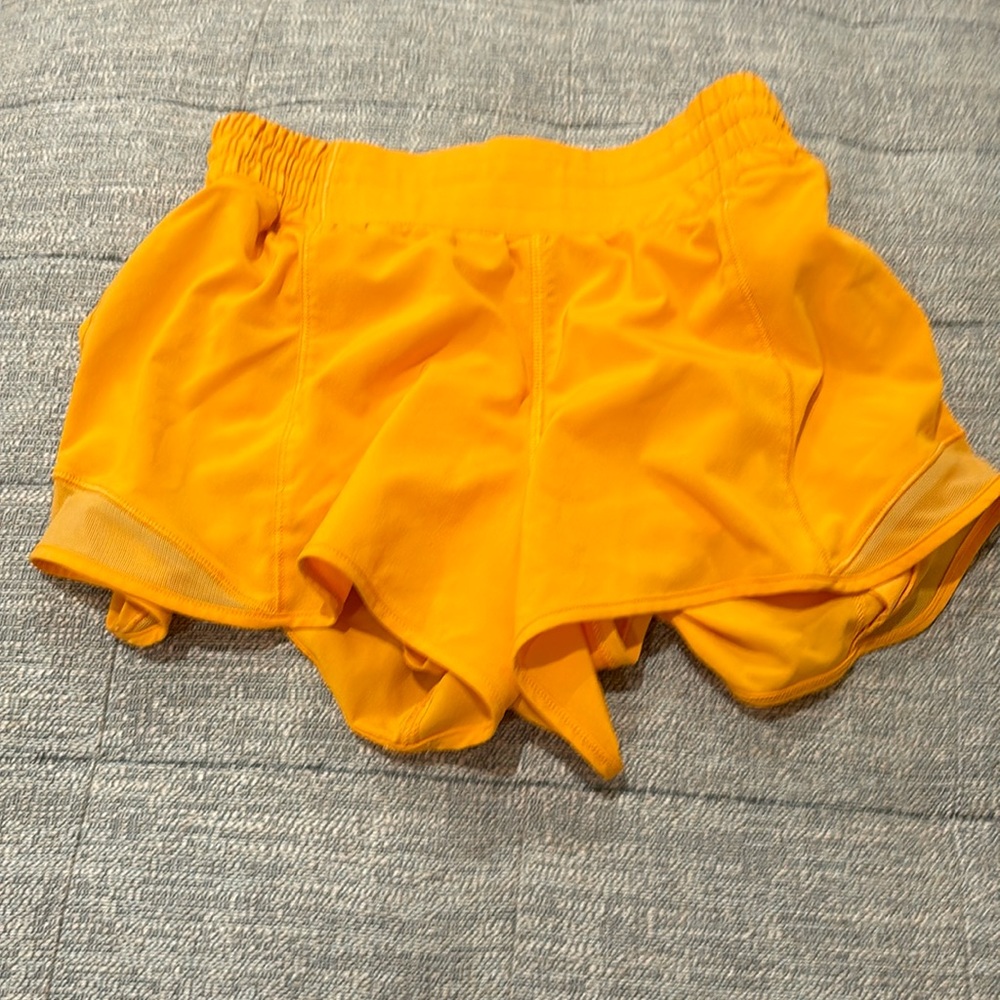 orange lululemon shorts